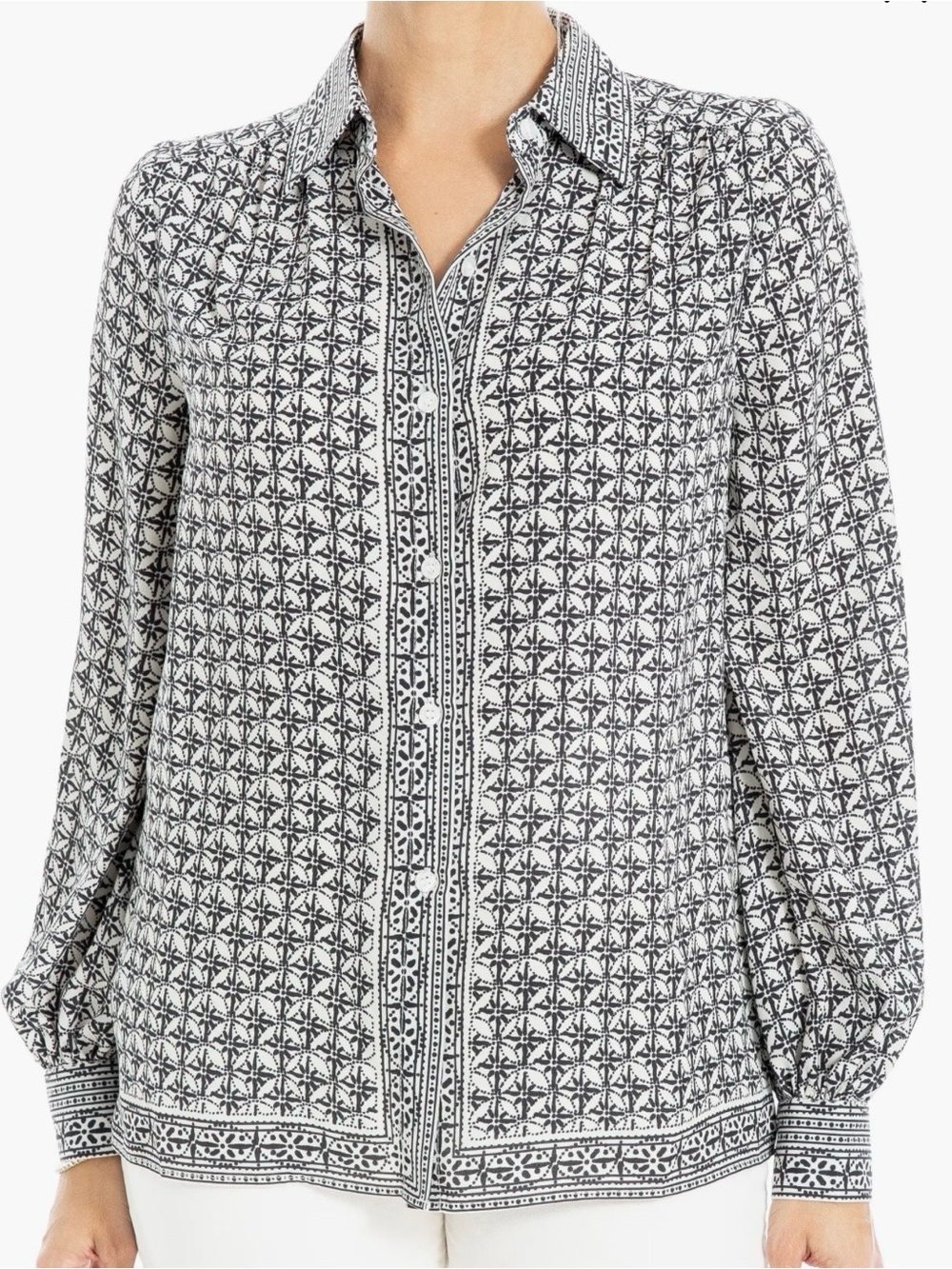 Max Studio Long Sleeve Button Front Blouse Size Medium